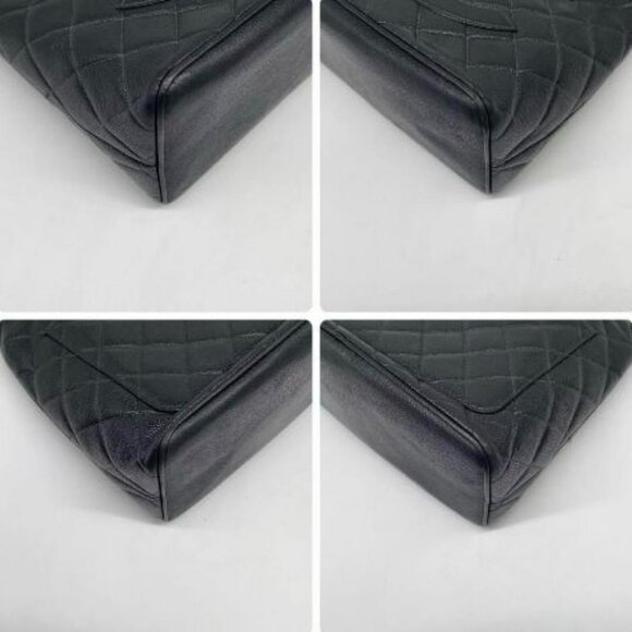 Authentic CHANEL CC Caviar Leather Medallion Tote Shoulder Bag Quilted Black - Picture 8 of 16